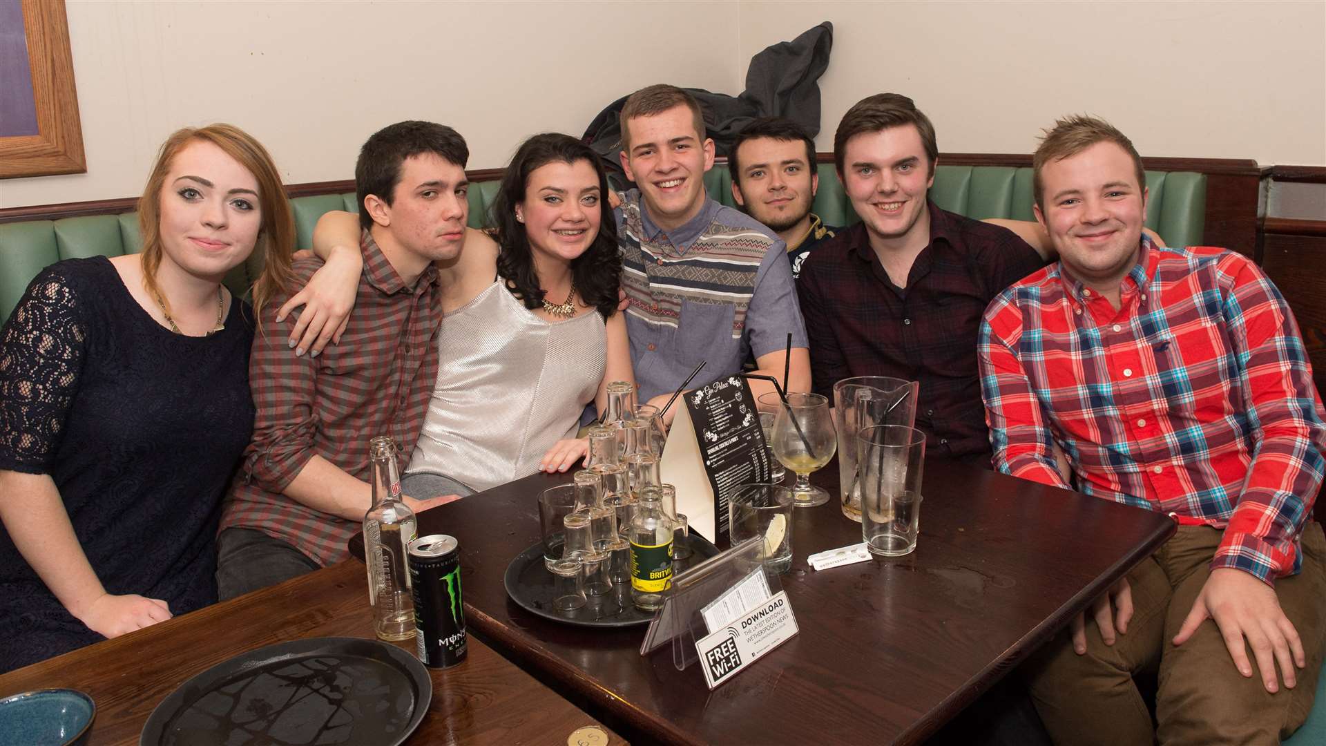 Hannah Tweedlie (third left) celebrating her 21st with friends in the Kings Highway. Picture: Callum Mackay.