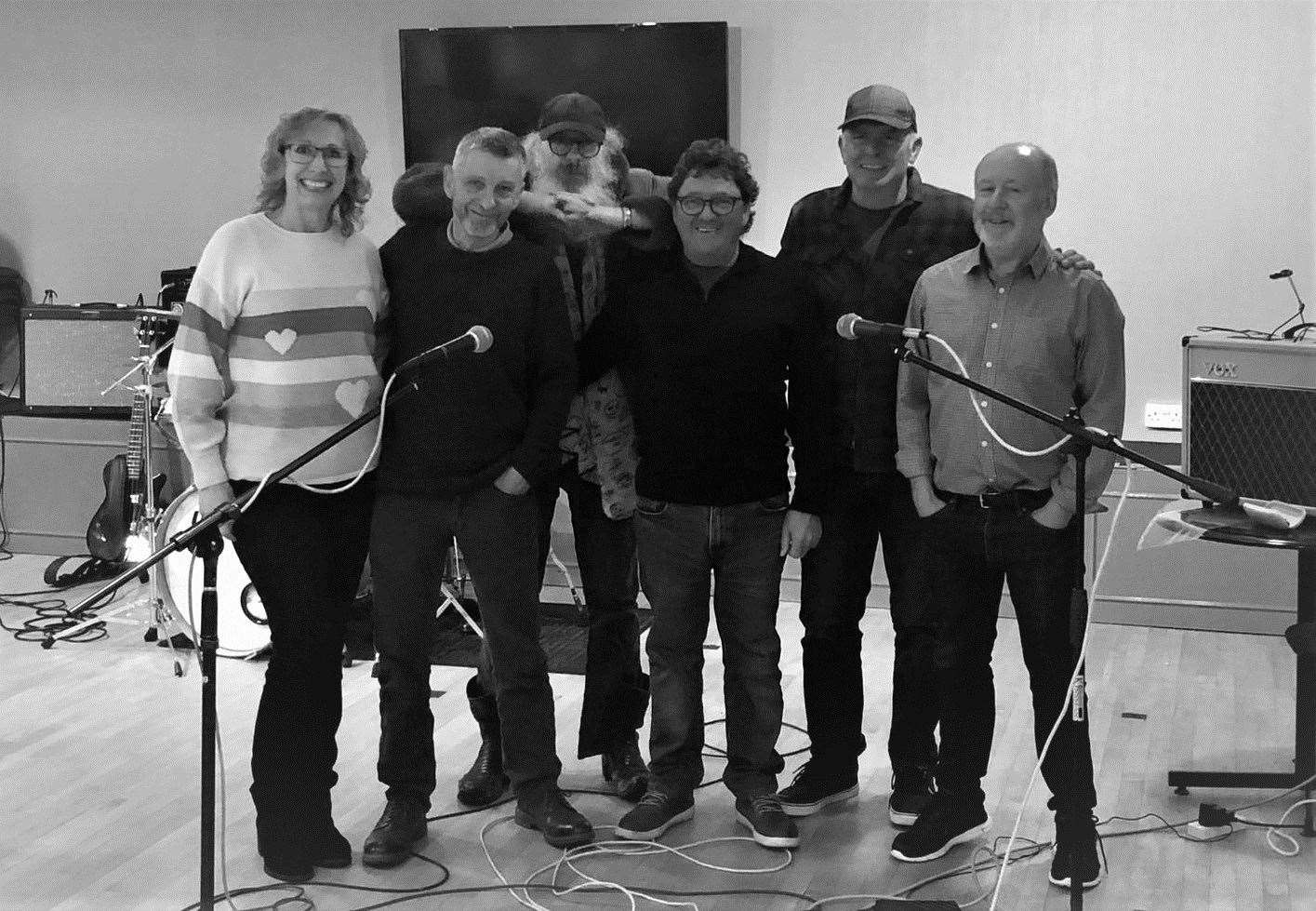 Babayaga with friends (left to right: Lennie Barron, Helen Barron, Ran Mackenzie, Marc Marnie, Brian Mckandie, Colin Macrae, John Grant.