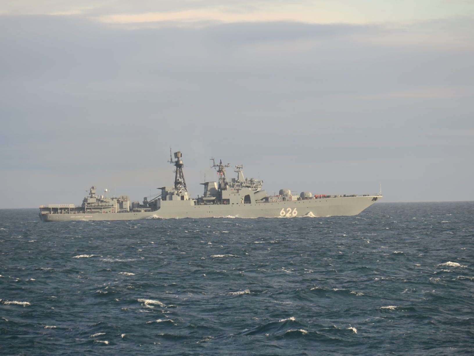 Russian destroyer Vice-Admiral Kulakov took shelter in the Moray Firth (Royal Navy/PA)
