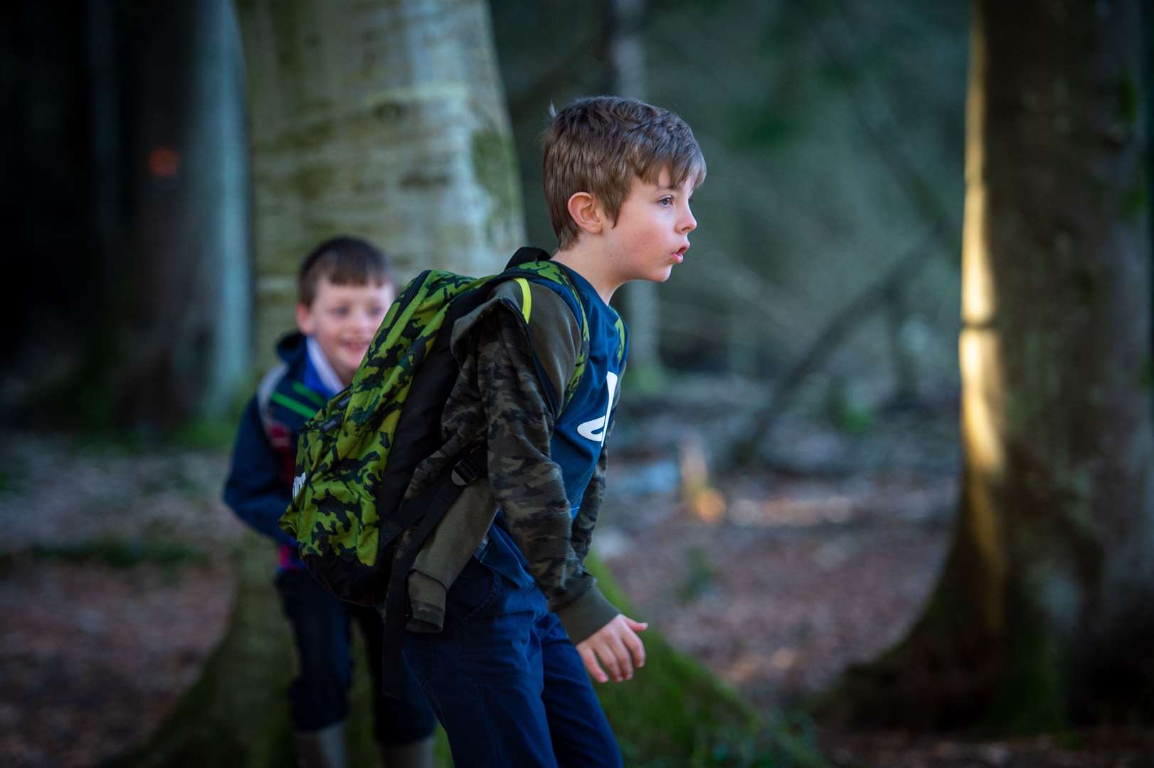 Clarity Walks Kids, Craig Dunain, Inverness - 90 minutes of walking through forest trails, tree/wildlife discovery, forest crafts, and mindfulness activities...Jayden Ewen (front) and Logan Mackenzie..Picture: Callum Mackay..