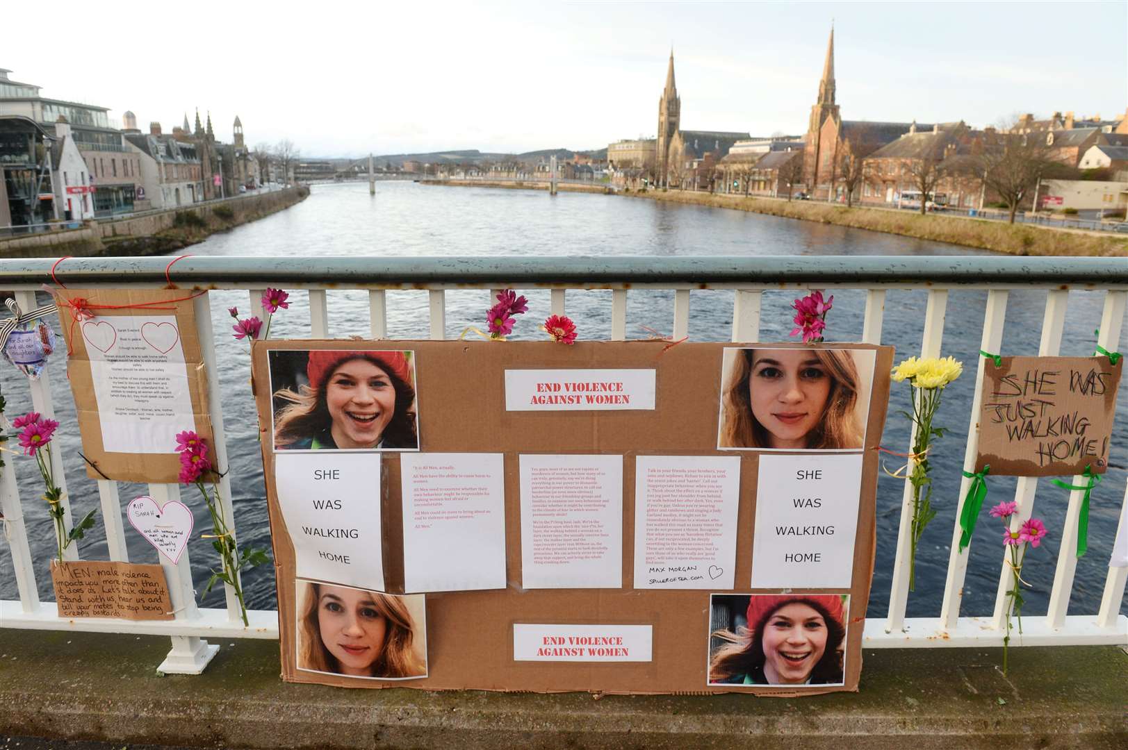 Mesages left from the public on Ness Bridge to remember Sarah Everard as vigil was cancelled on legal grounds..Picture: Gary Anthony..
