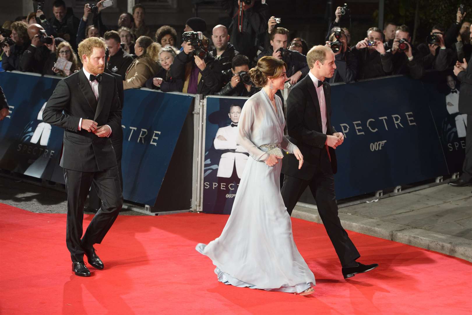 The Duke and Duchess of Cambridge with Prince Harry attending the world premiere of Spectre in 2015 (Matt Crossick/PA)