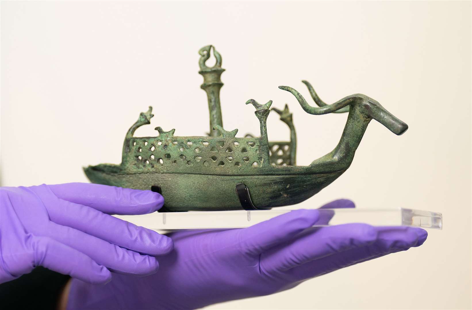 Bronze ‘navicella’ boat figurine from Orroli, Sardinia, dating from 1000- 700 BCE (Joe Giddens/PA)
