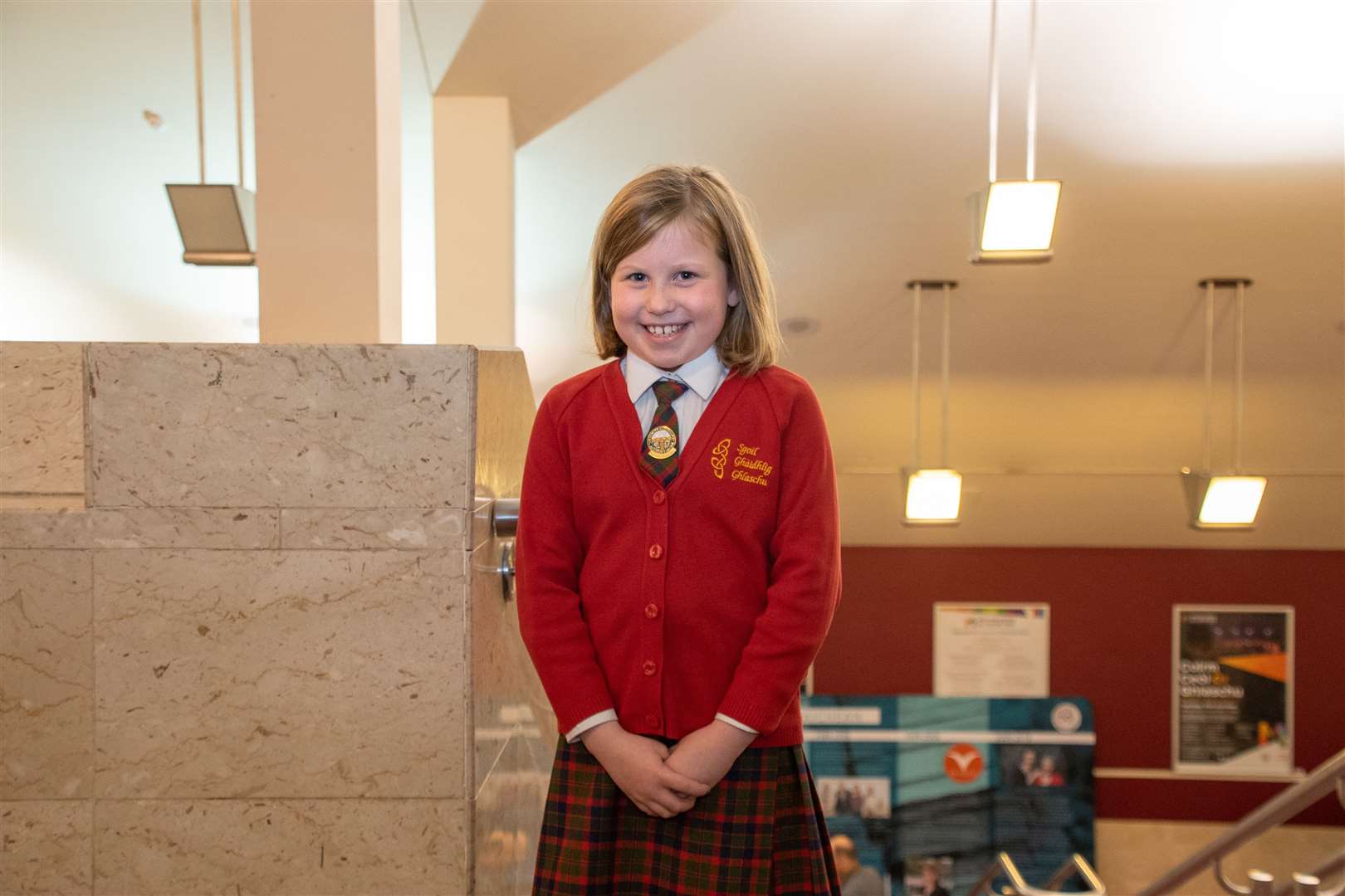 Frankie McDonald (8) of the Glasgow Gaelic school won the traditional girls under-11 category at the Mòd.