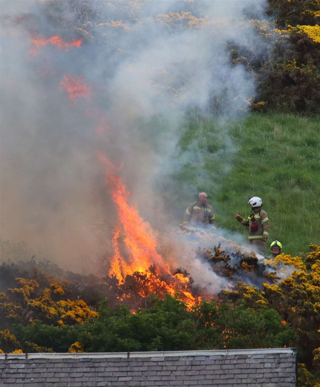 Fire crews continue to tackle the wildfire near Macduff. Picture: David Porter