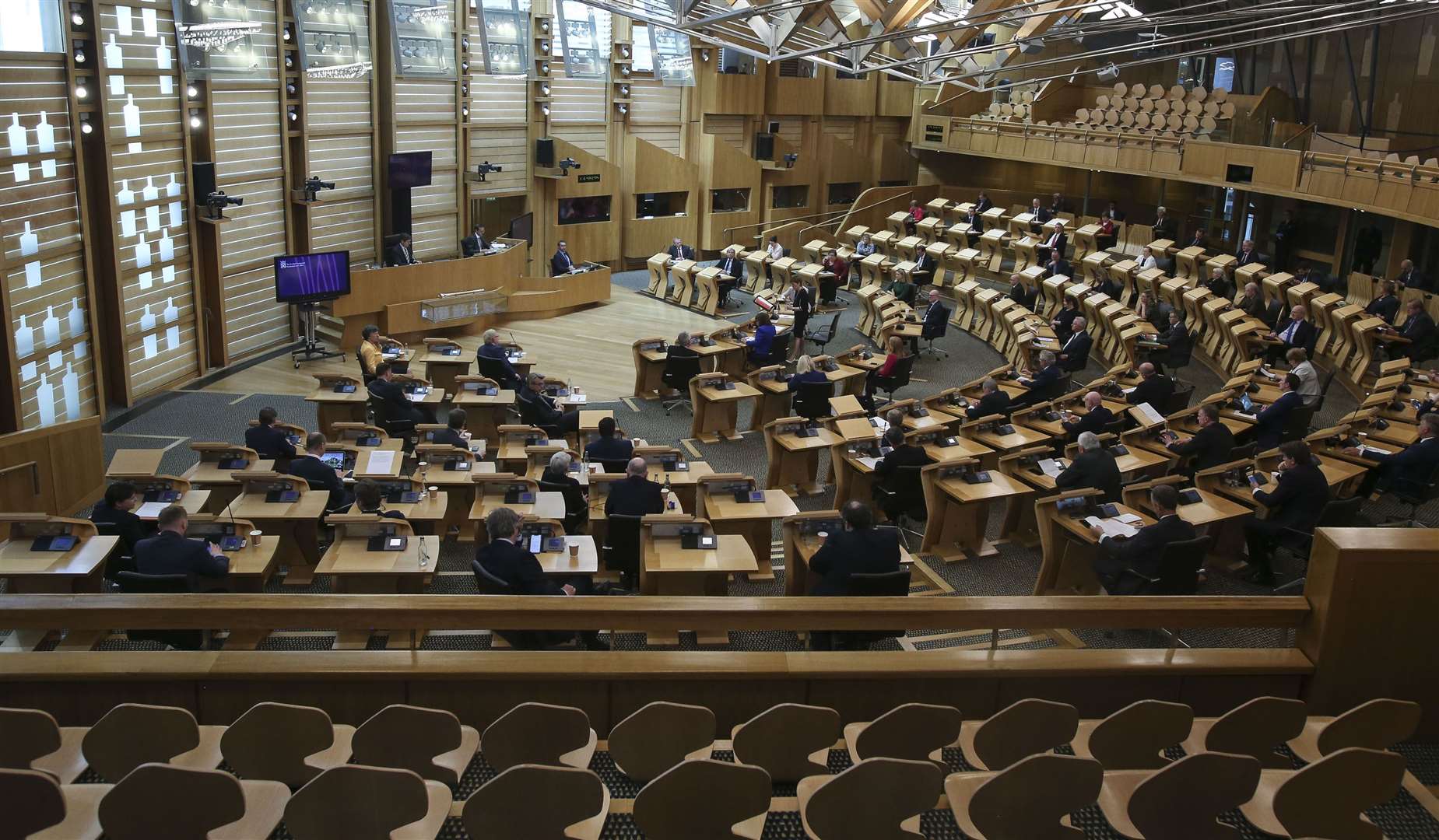 Social distancing measures were put in place in Holyrood during the pandemic (Fraser Bremner/PA)