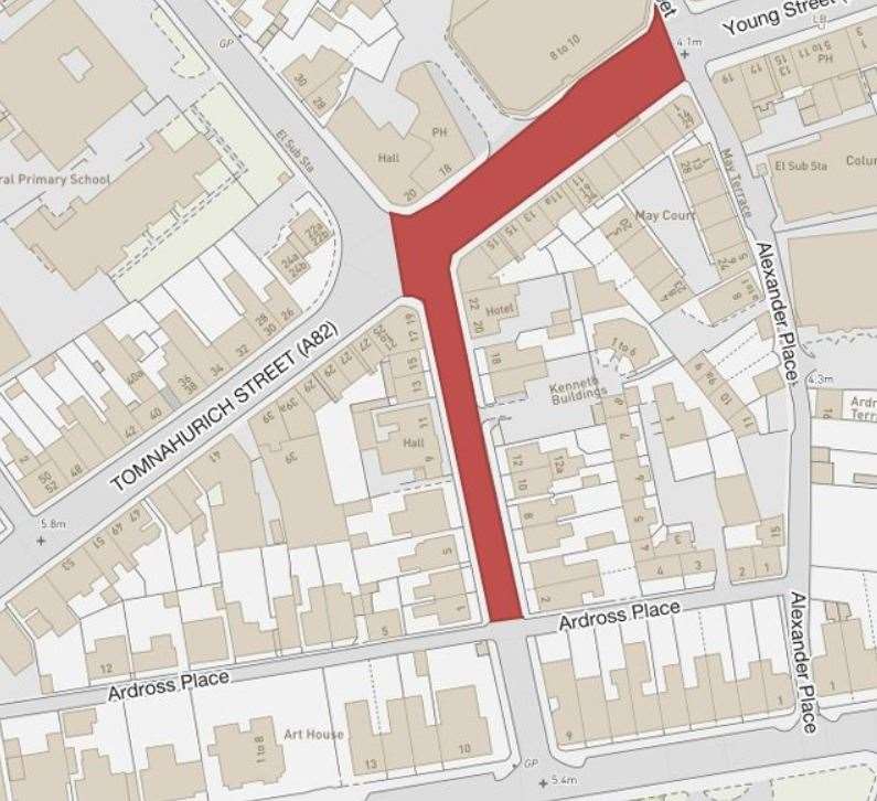 The area to be resurfaced highlighted in red.
