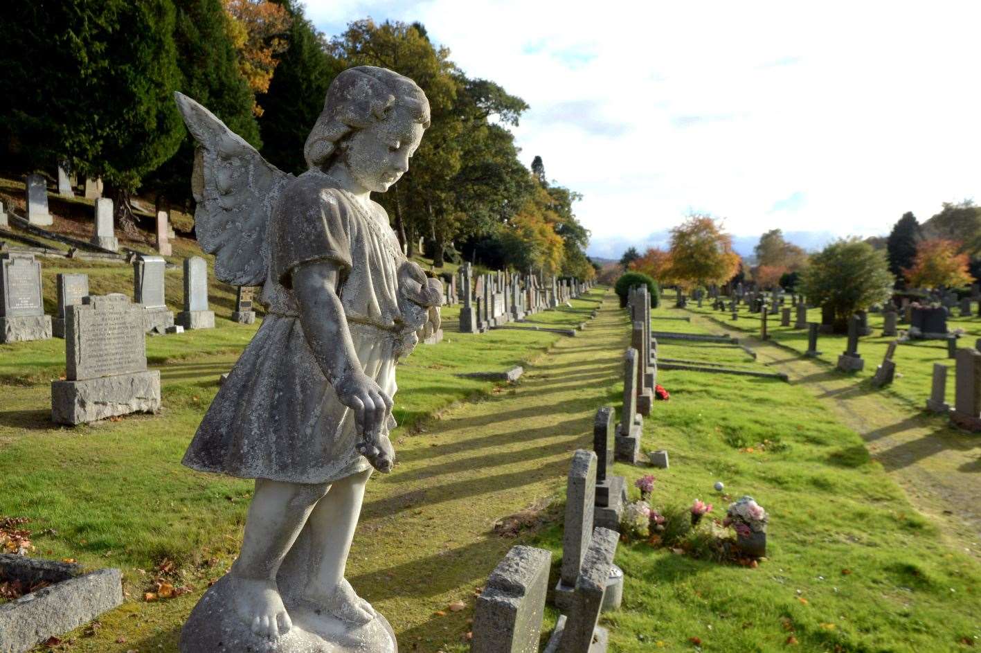 Tomnahurich Cemetery 02 November 2021: Angel gravestone. Picture: James Mackenzie.