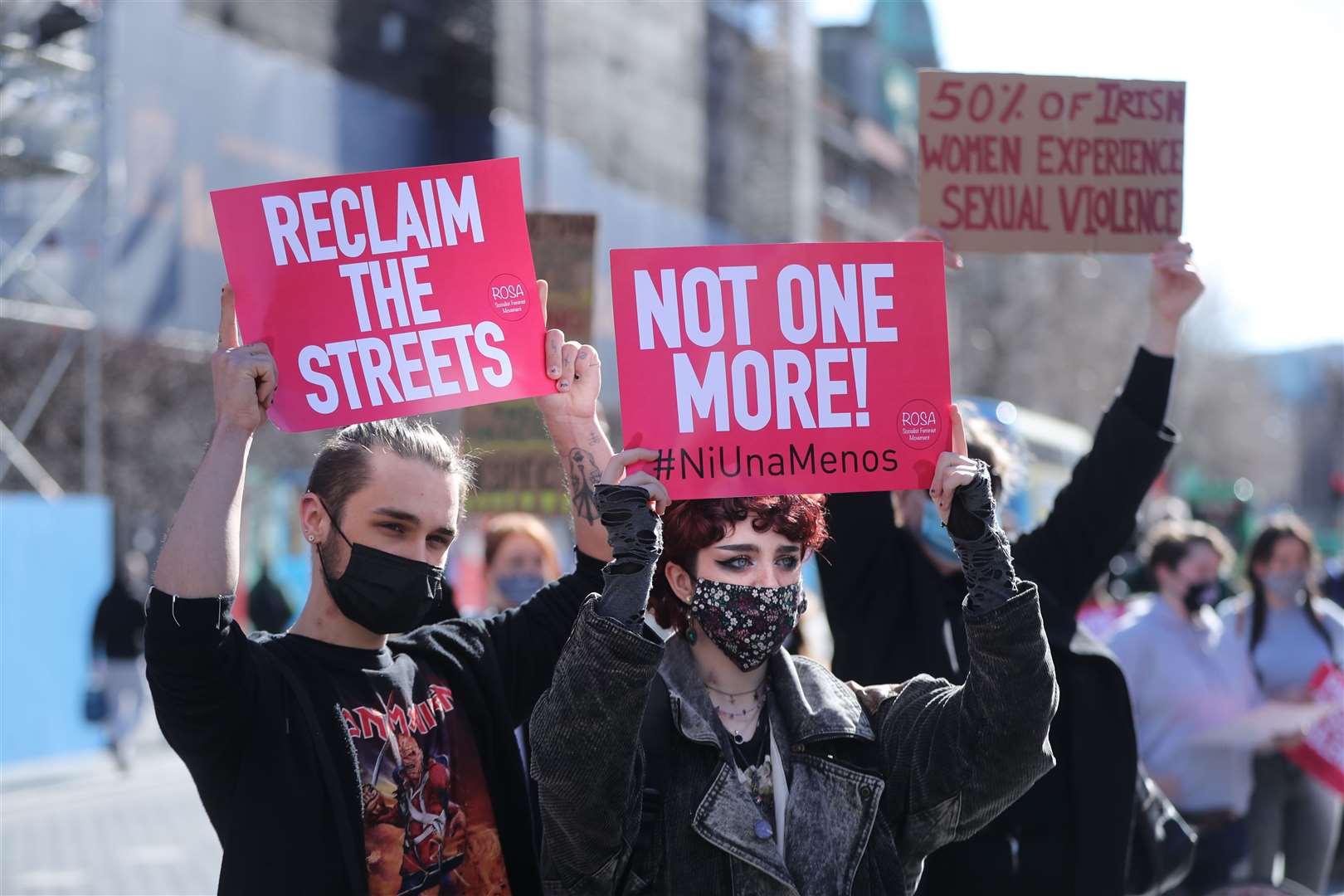 Demonstrators during a protest in Dublin (Niall Carson/PA)