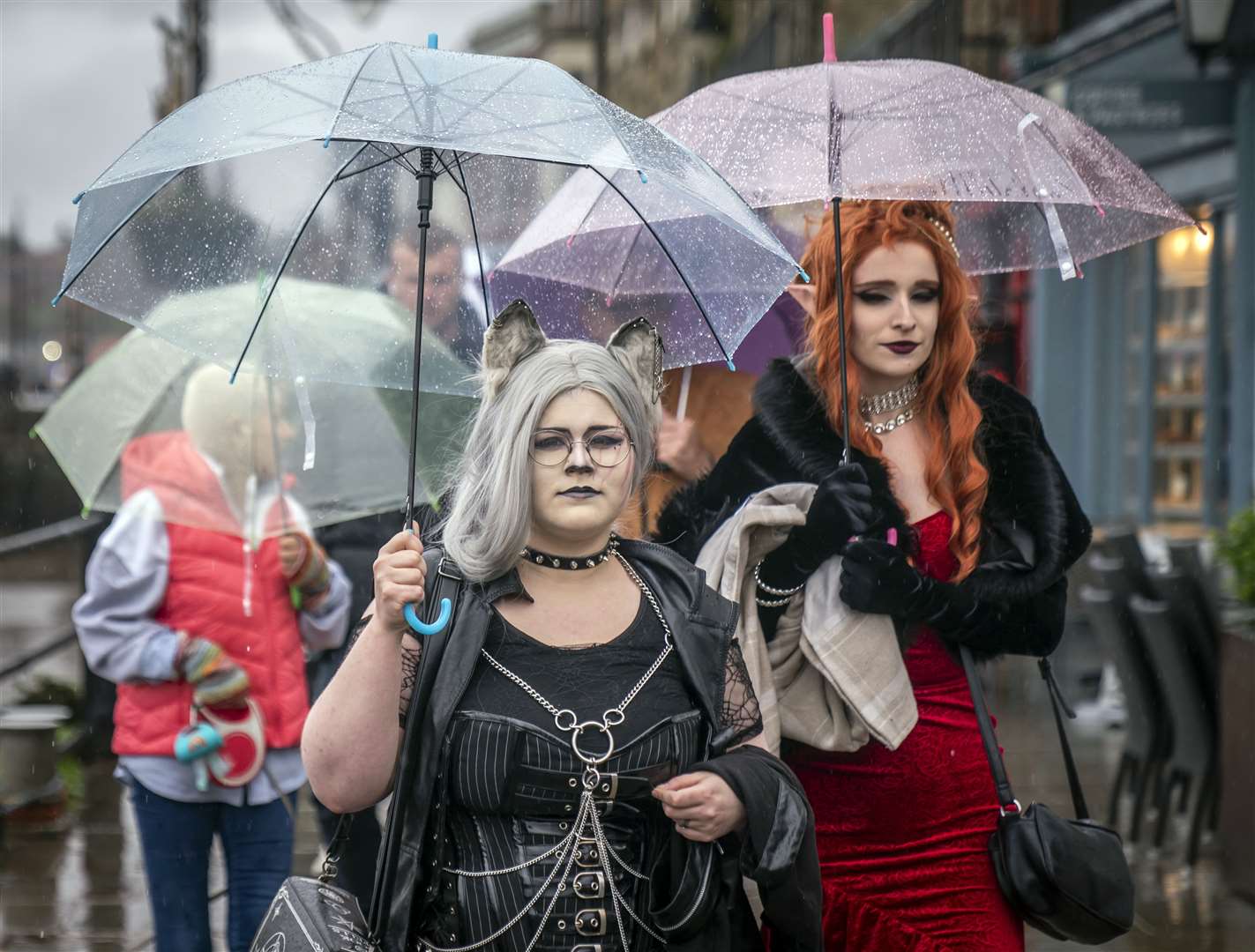 The Whitby Goth Weekend in the North Yorkshire town was hit by the rain (Danny Lawson/PA)