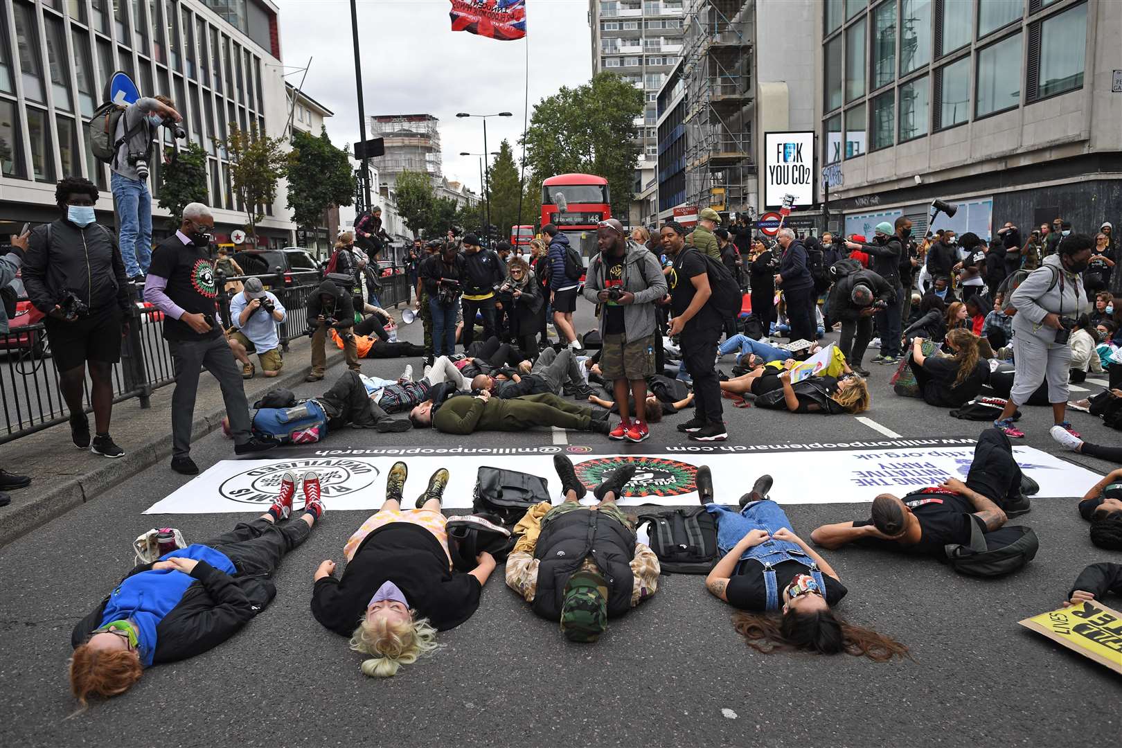 Protesters outside Notting Hill tube station (Stefan Rousseau/PA)