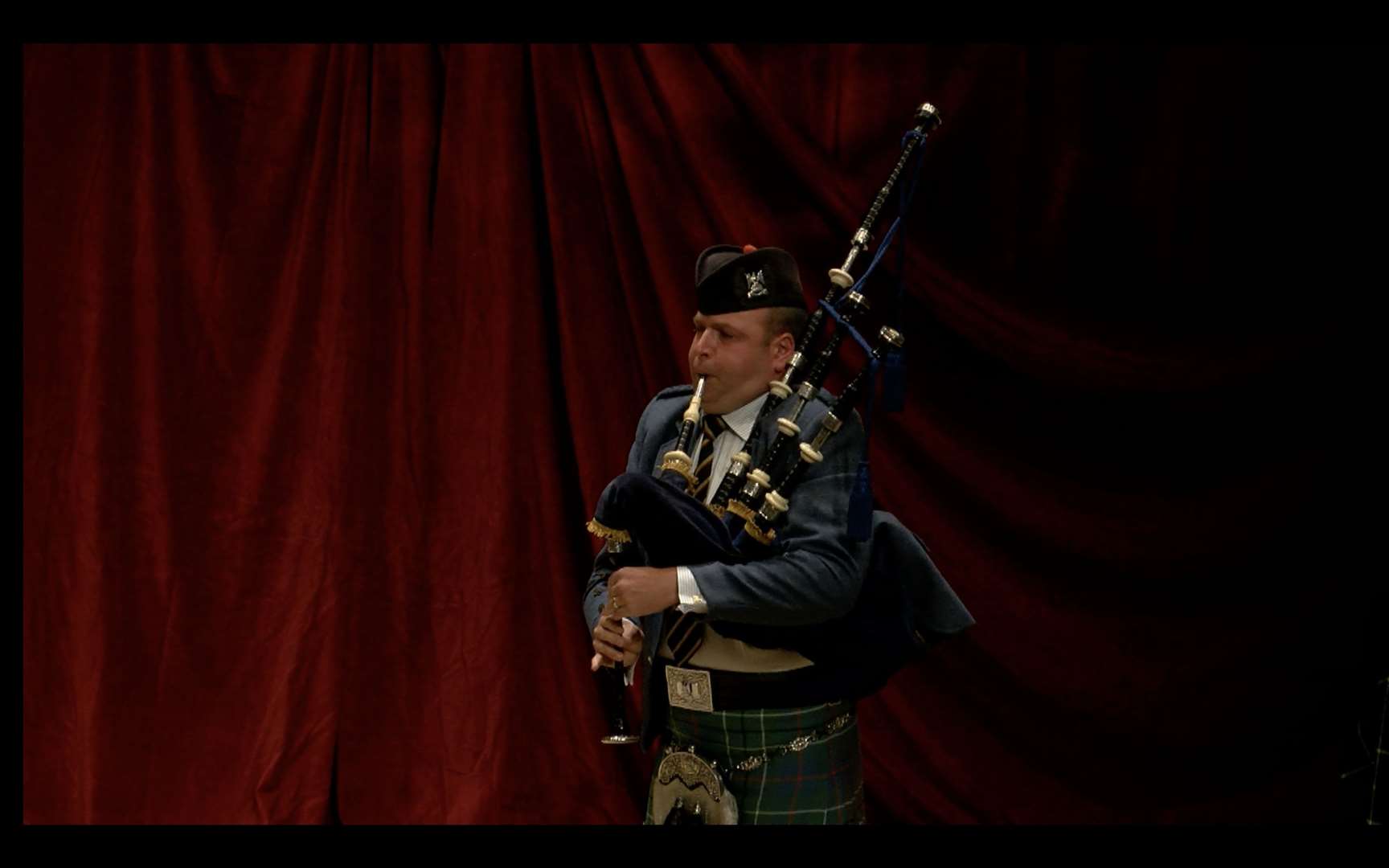 Pipe Major Ben Duncan, Royal Scots Dragoon Guards, the first competitor in the Gold Medal.
