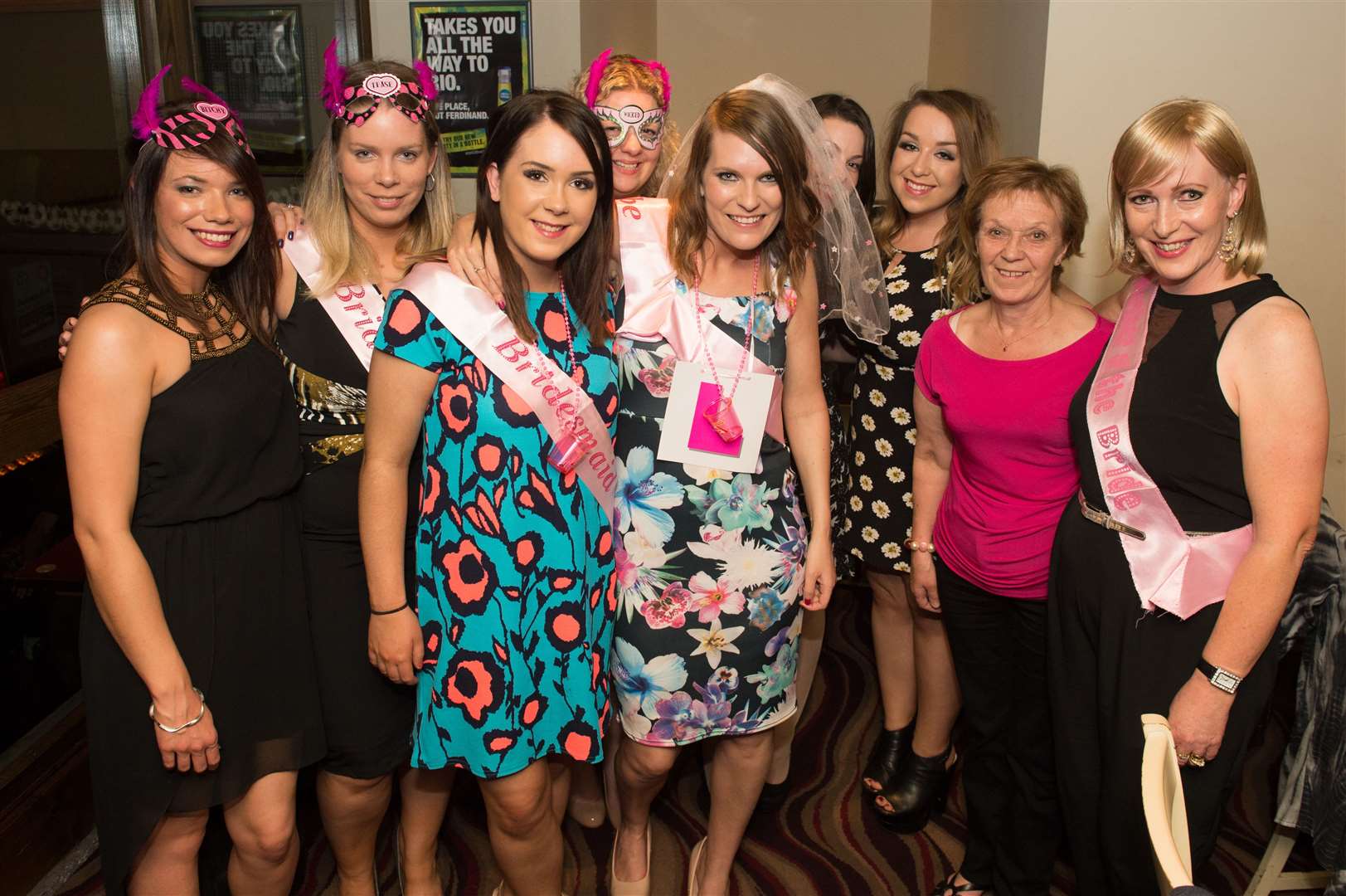Tracy Davidson (centre, L plate) on her hen night in The Caledonian.