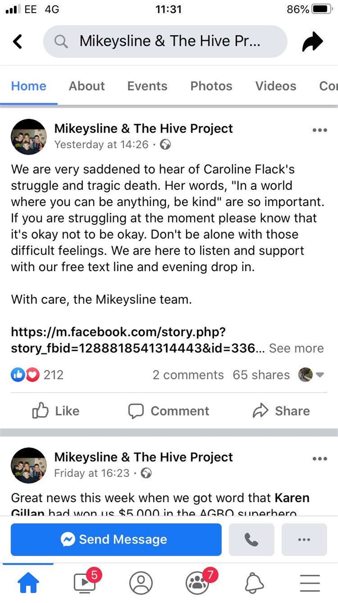The Facebook post from Mikeysline.