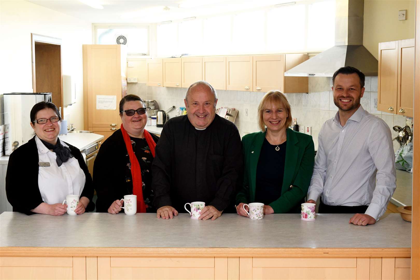 From left: Linzi Stuart (McDonald's), Linda Birnie (Mikeysline), Rev Steven Manders, Emily Stokes (Mikeysline) and Iain Fyfe (McDonald's). Picture: James Mackenzie