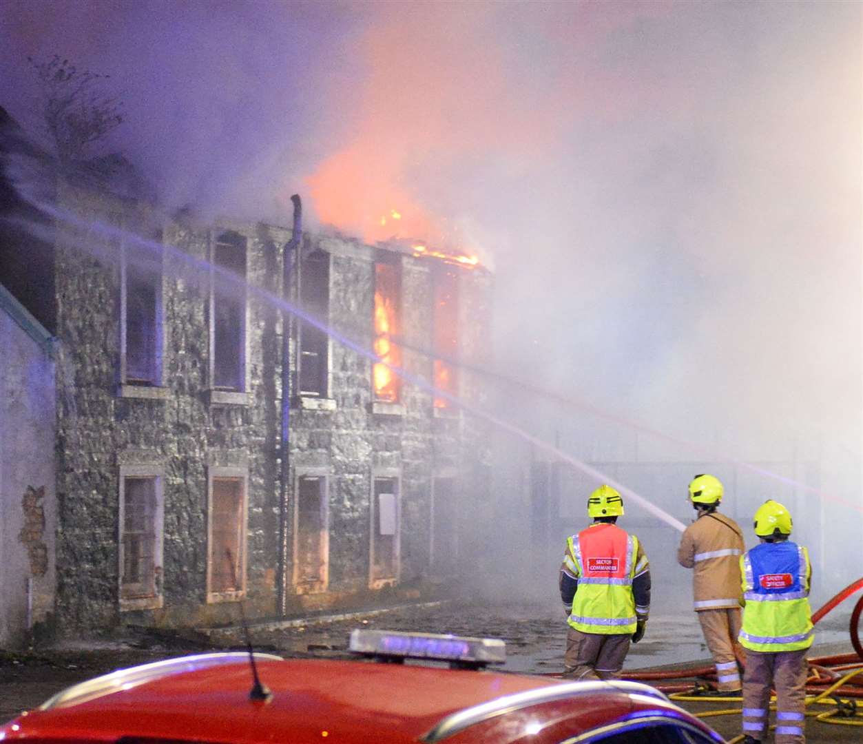 Firefighters tackle the blaze at a property in Thornbush Road. Picture: Gary Anthony