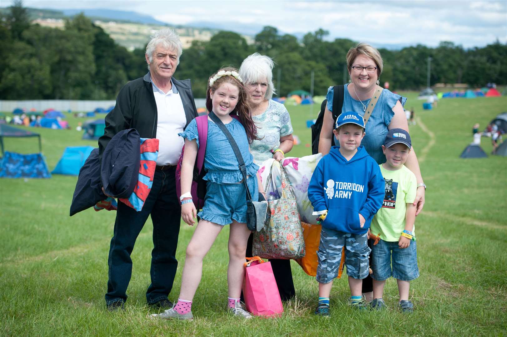 Crowds arriving for Belladrum 2018 festival, The Evans family. Picture: Callum Mackay