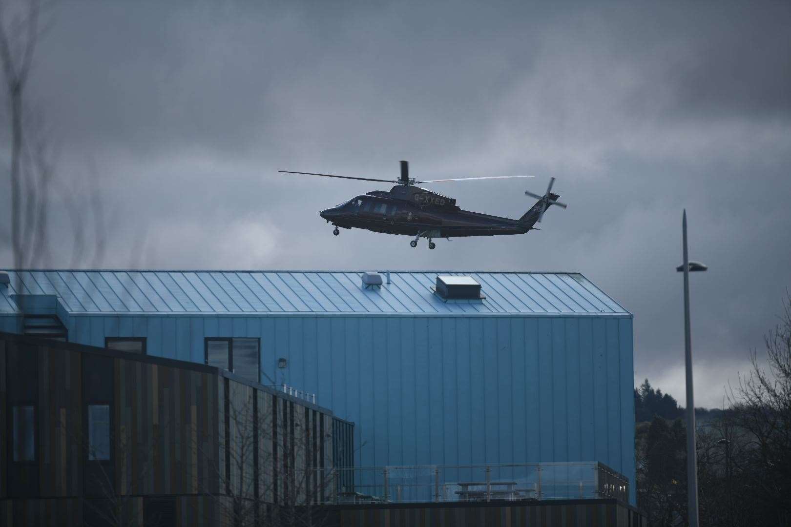 Princess Anne arriving by helicopter in Inverness.