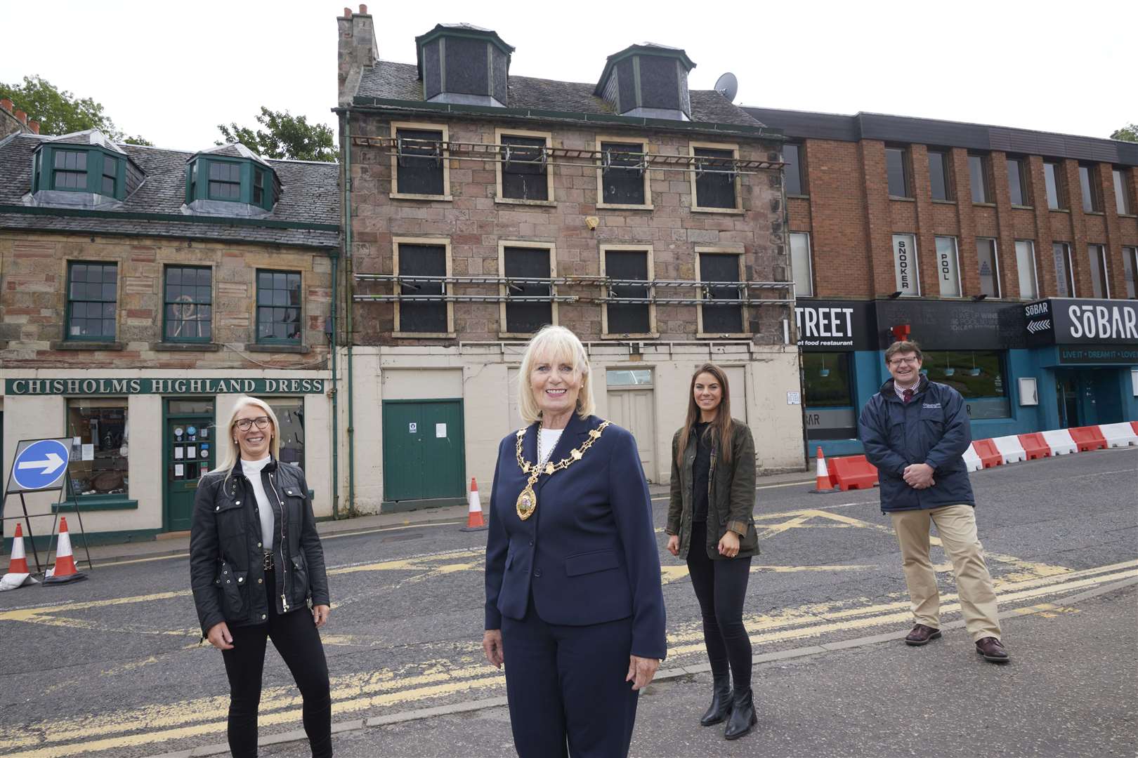Pictured from left are: Gail Matheson (HHA Chief Executive) The Provost of Inverness Helen Carmichael, Claire Dolan (HHA Development Officer, Thom Macleod (Managing Director of Compass Building & Construction Services Ltd).