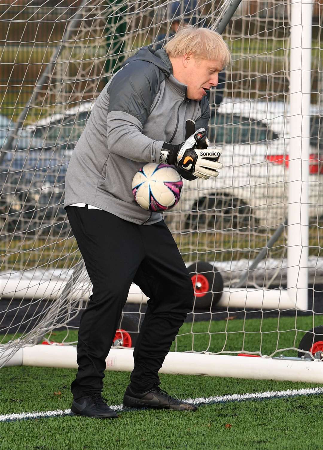 During the general election campaign in December 2019, Mr Johnson tried his hand in goal in the Cheshire Girls football league in Cheadle Hume (Stefan Rousseau/PA)
