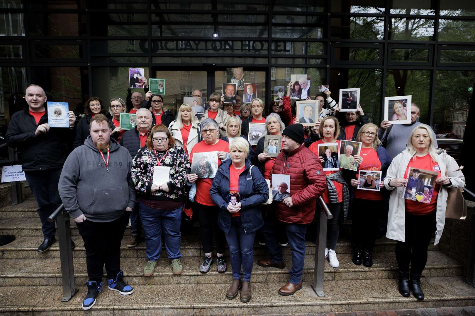 Members of Northern Ireland Covid-19 Bereaved Families for Justice (Liam McBurney/PA)
