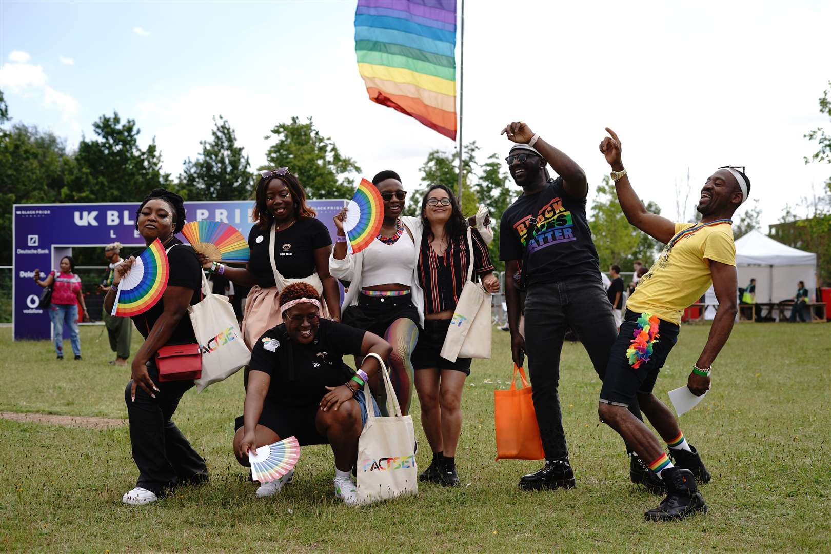Revellers at UK Black Pride at the Queen Elizabeth Olympic Park in east London (Lucy North/PA)