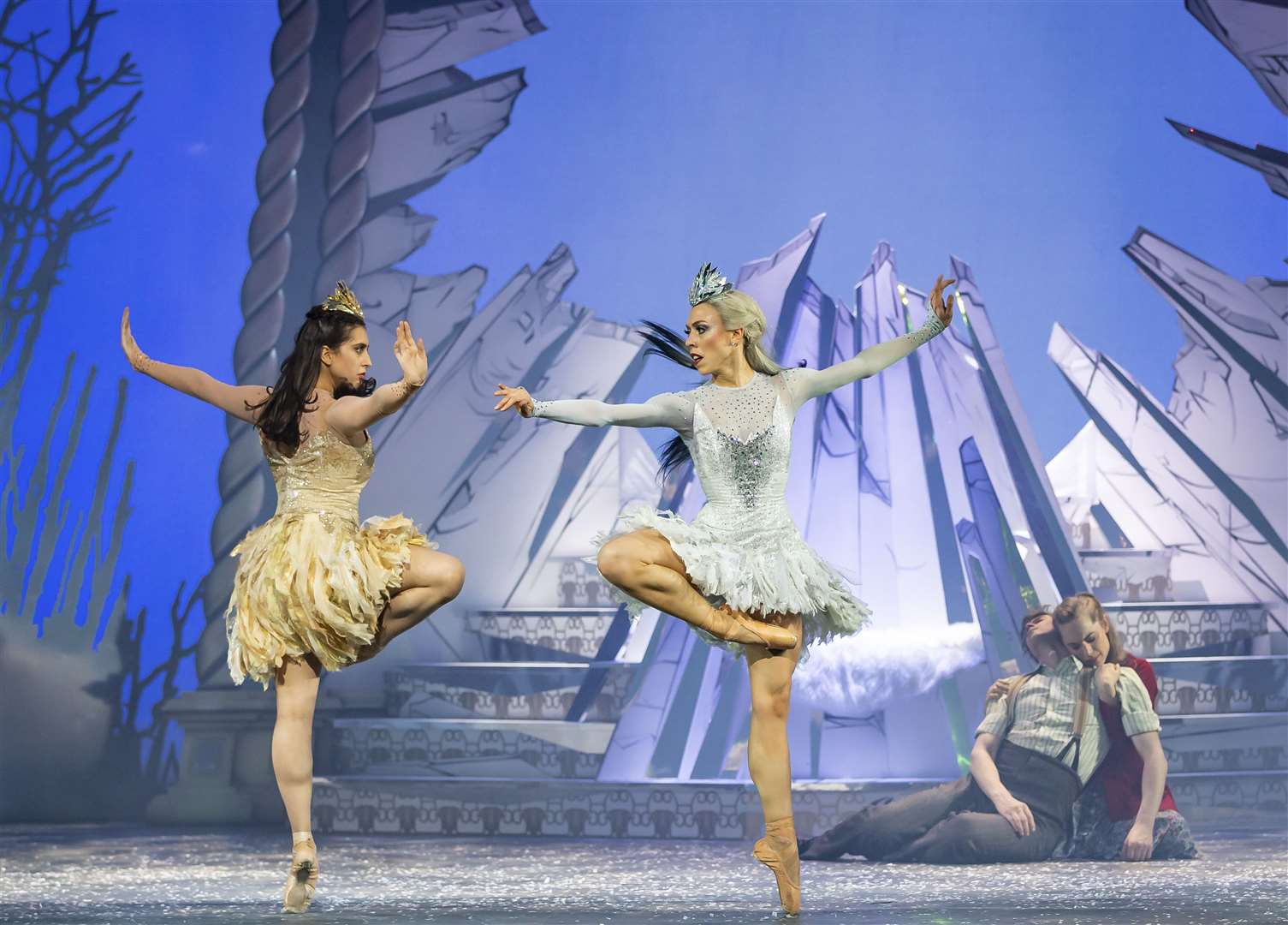 Kayla-Maree Tarantolo as the Snow Queen's sister Lexi and Constance Devernay as the Snow Queen. Picture: Andy Ross