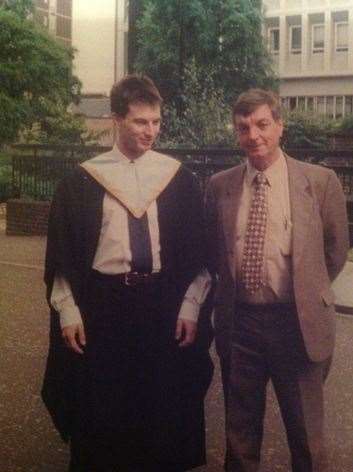 Innes Ewart at graduation with his father Ron.