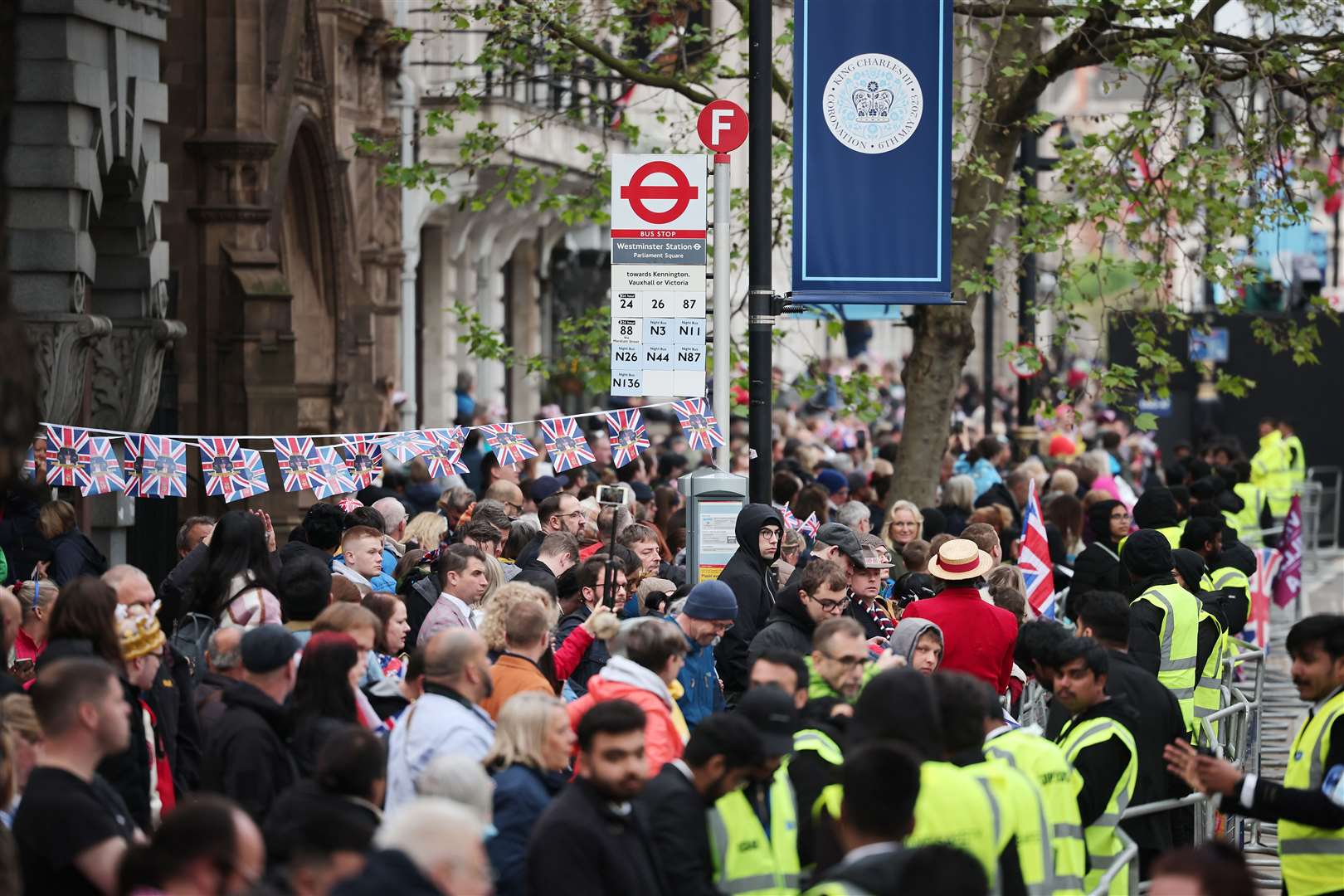 Crowds were already thick near Parliament Square before 8am (Rob Pinney/PA)
