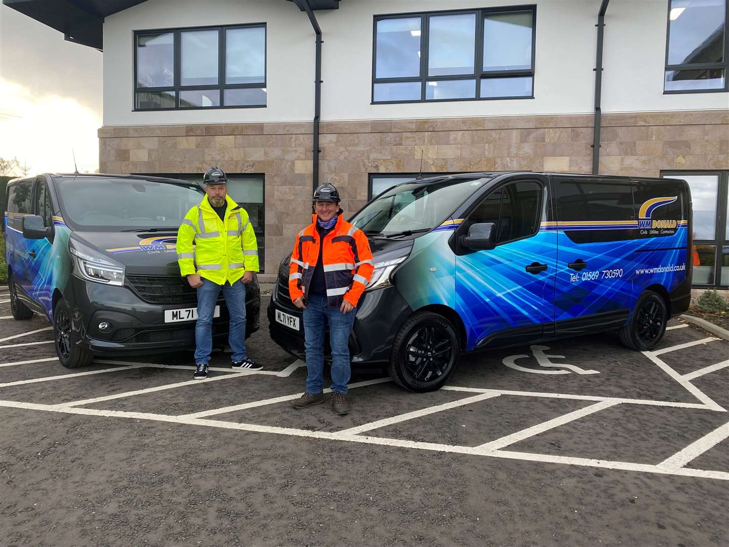 Site supervisors Brian Hendry and Shaun Sweeney from W M Donald, sponsor of the 2022 Highland Heroes charitable organisation of the year award.