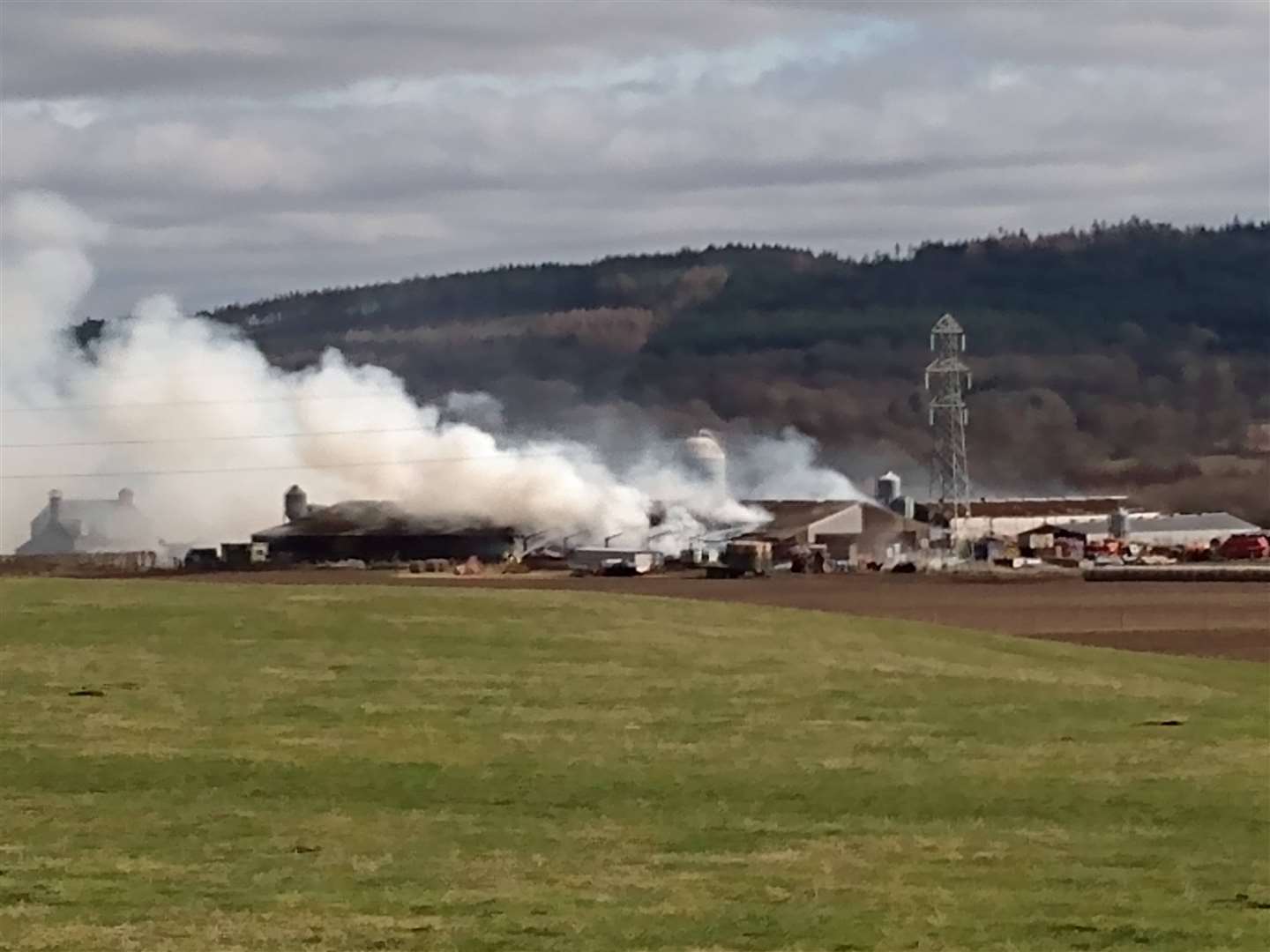 Fire at a farm.