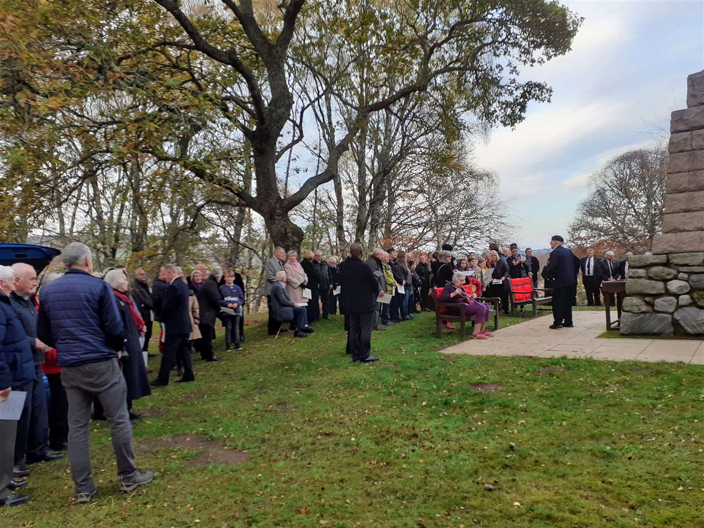 About 100 people gathered at the war memorial at Beauly Toll to mark Remembrance Sunday.