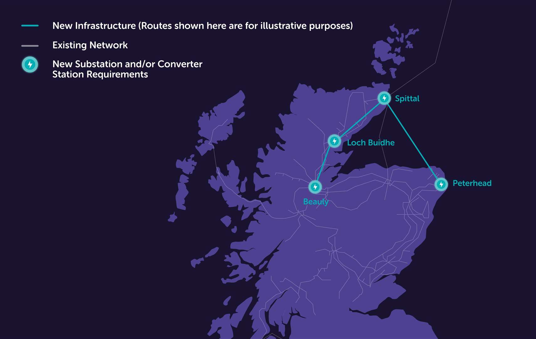 A map of SSEN's latest network proposals for the north of Scotland