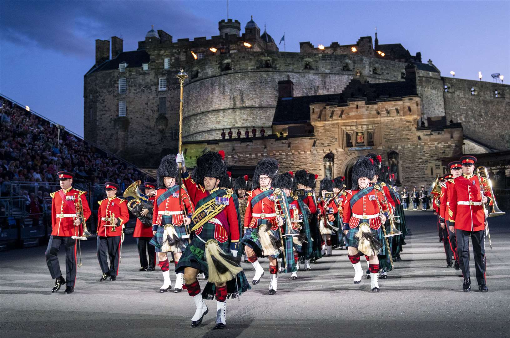 The Massed Pipes and Drums perform on the Esplanade of Edinburgh Castle at this year’s Royal Edinburgh Military Tattoo (Jane Barlow/PA)