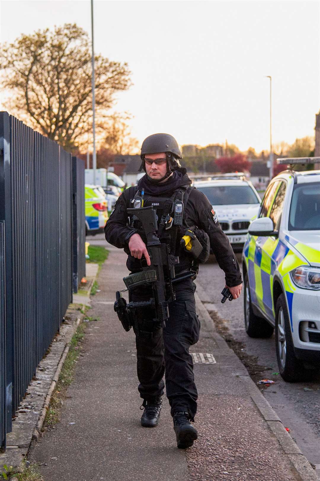 An armed officer at an incident last year. Picture: Highland News & Media.
