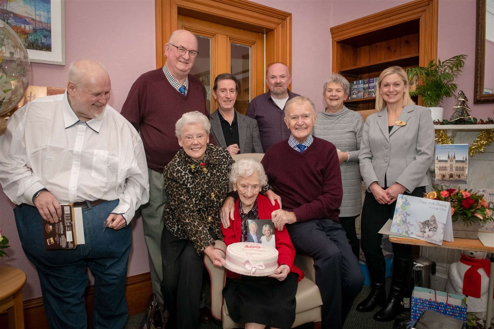 Rena Burns and Deputy Provost Jackie Hendry (right) with Rena's friends and family. Picture: Callum Mackay
