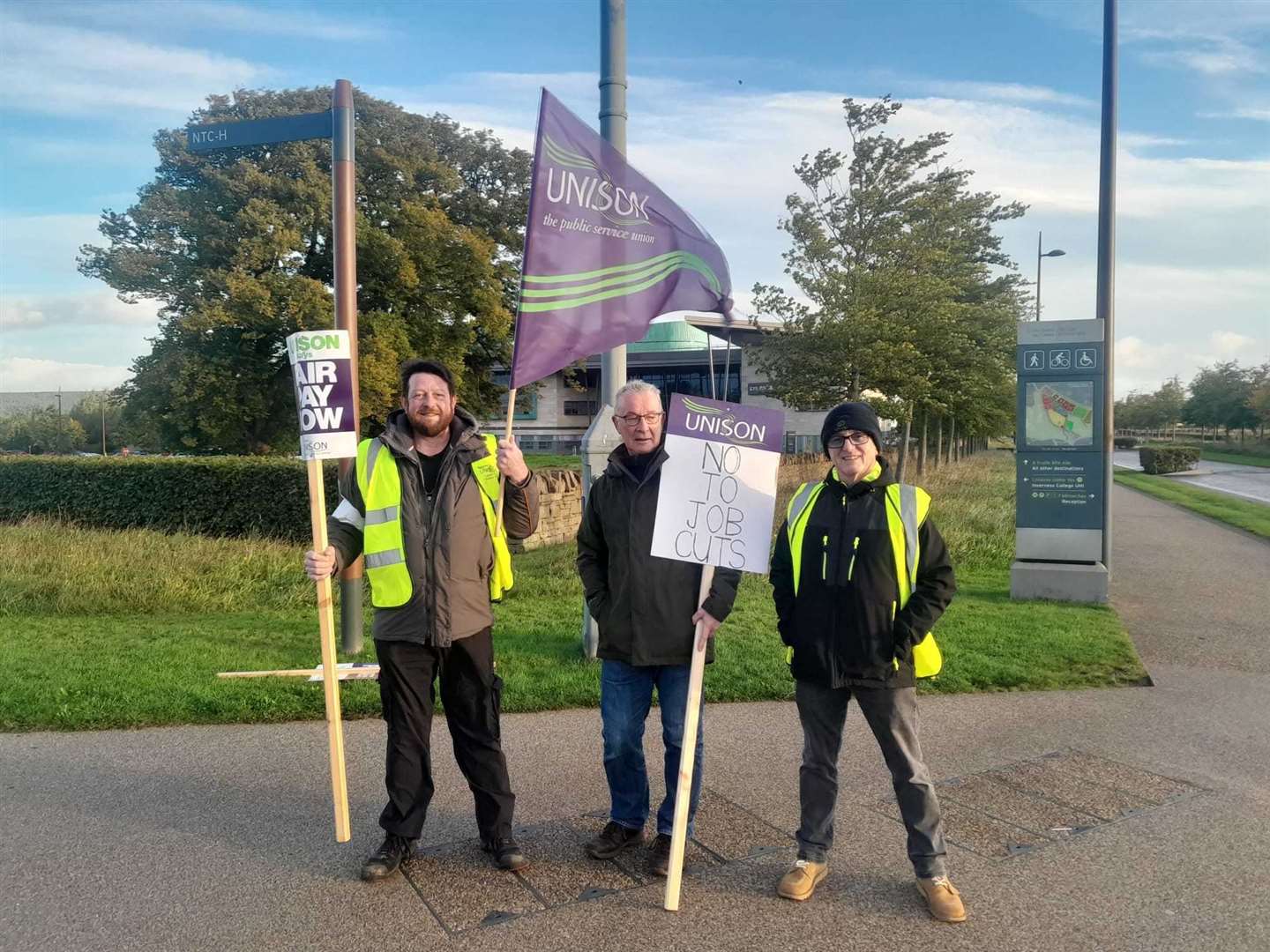 Members of Unison at UHI Inverness took part in strike action.