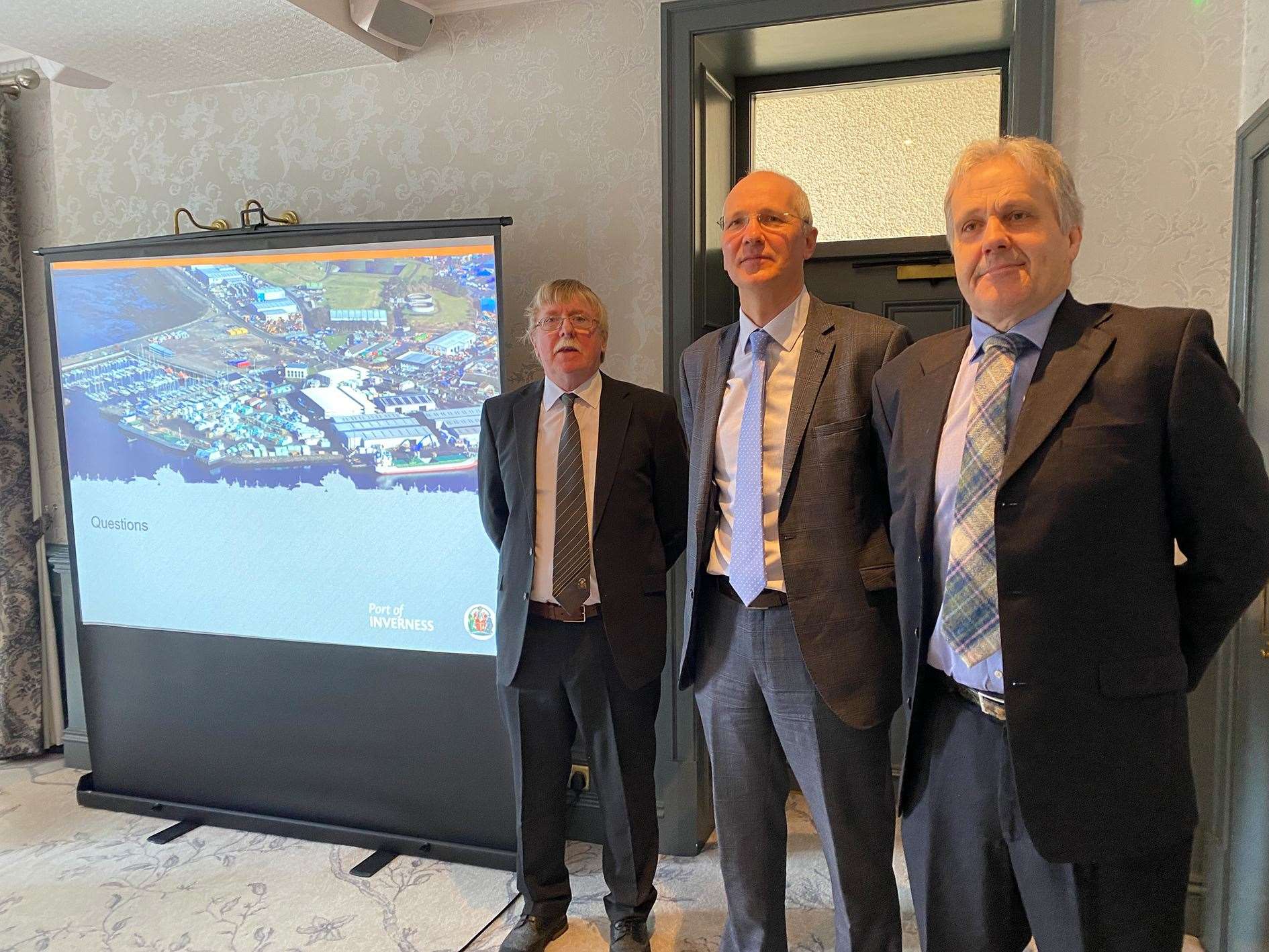 From left, George Macleod, Port of Inverness chairman, Stuart Black, HIE chief executive, and Sinclair Browne, the port's chief executive.
