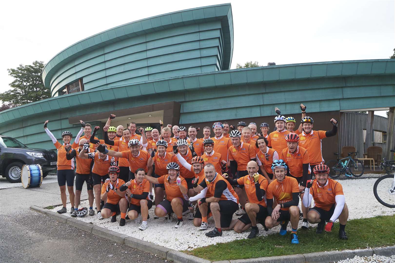The 40-strong team of cyclists undertook a gruelling 500-mile challenge for the Maggies Highland centre.