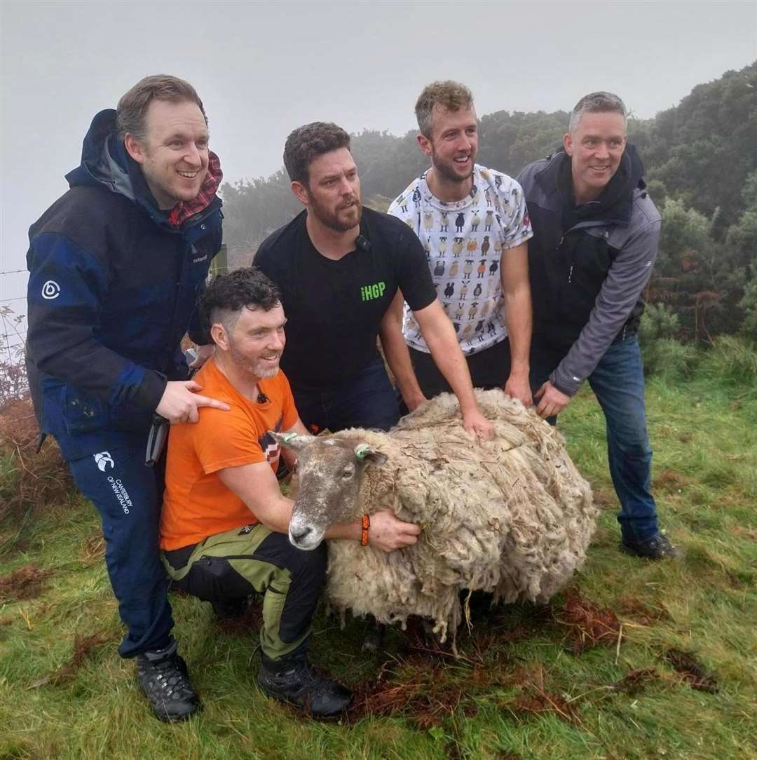 Fiona with her rescuers.