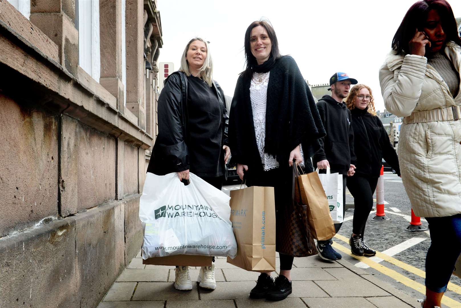 Shoppers Anna and Kirsty Robertson enjoy some retail therapy. Picture: James Mackenzie..