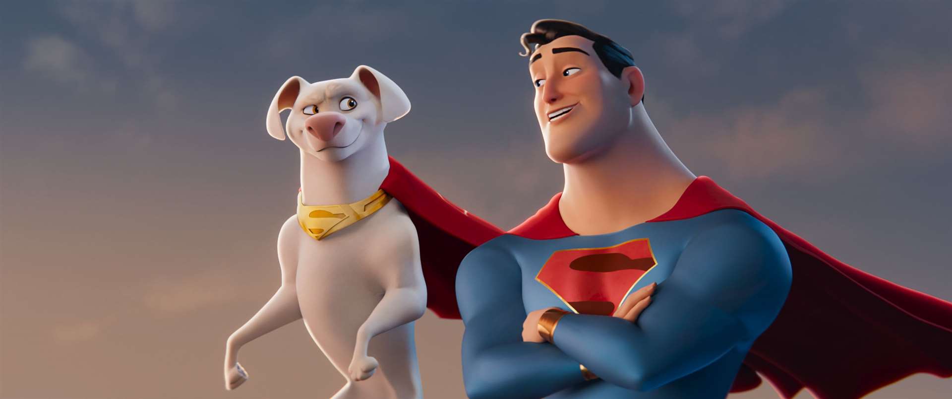 Krypto (voiced by Dwayne Johnson) and Superman (John Krasinski).