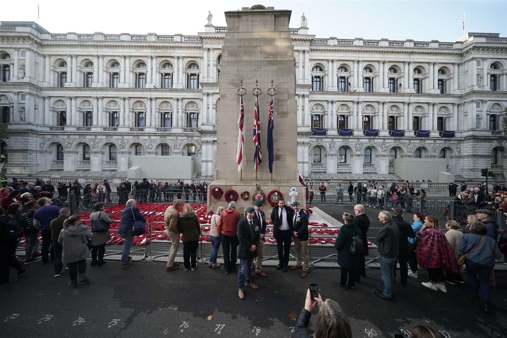 Wreaths at the Cenotaph on Remembrance Sunday last year (Yui Mok/PA)