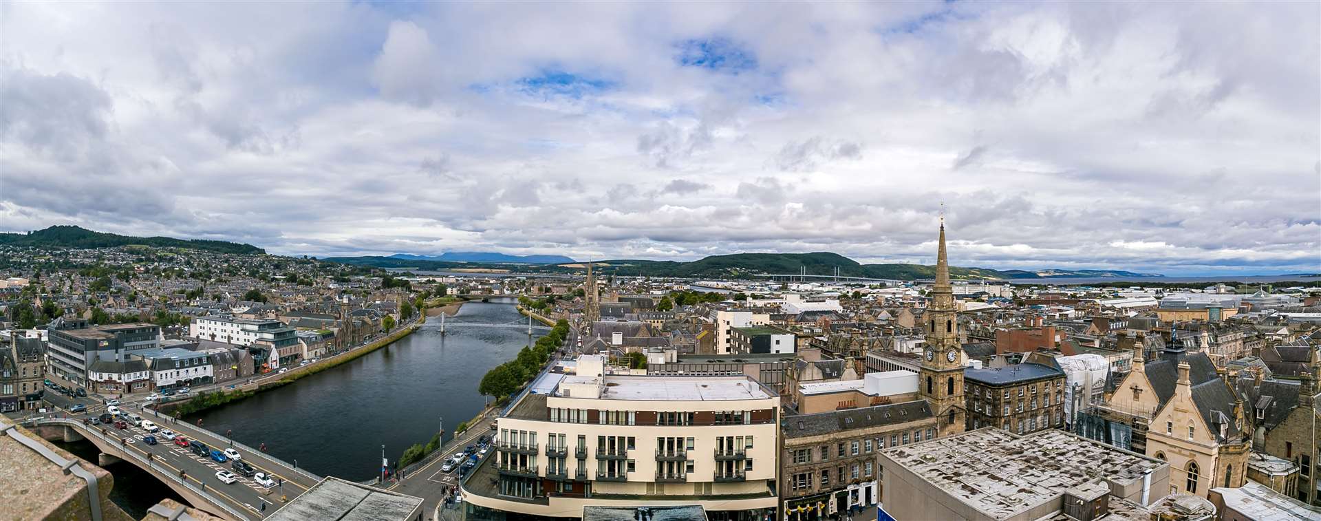 Inverness at cloudy weather in summer, Scotland, uk