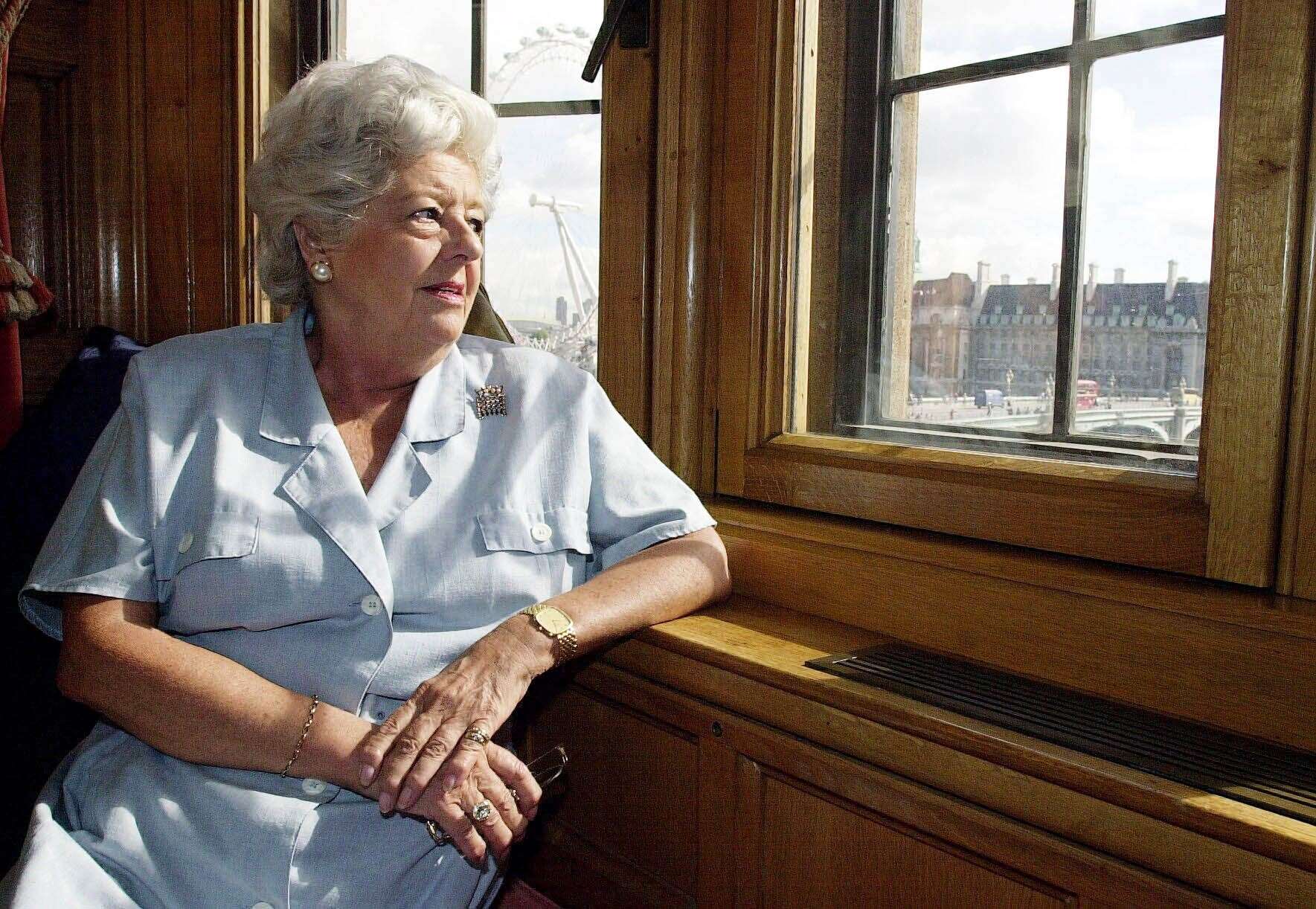 Betty Boothroyd in her sitting room at Speaker’s House in 2000 (Matthew Fearn/PA)