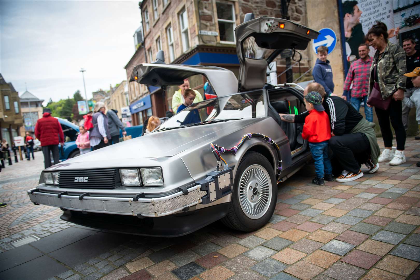 A version of the car from the beloved Back to the Future films was a big draw on the day. Picture: Callum Mackay