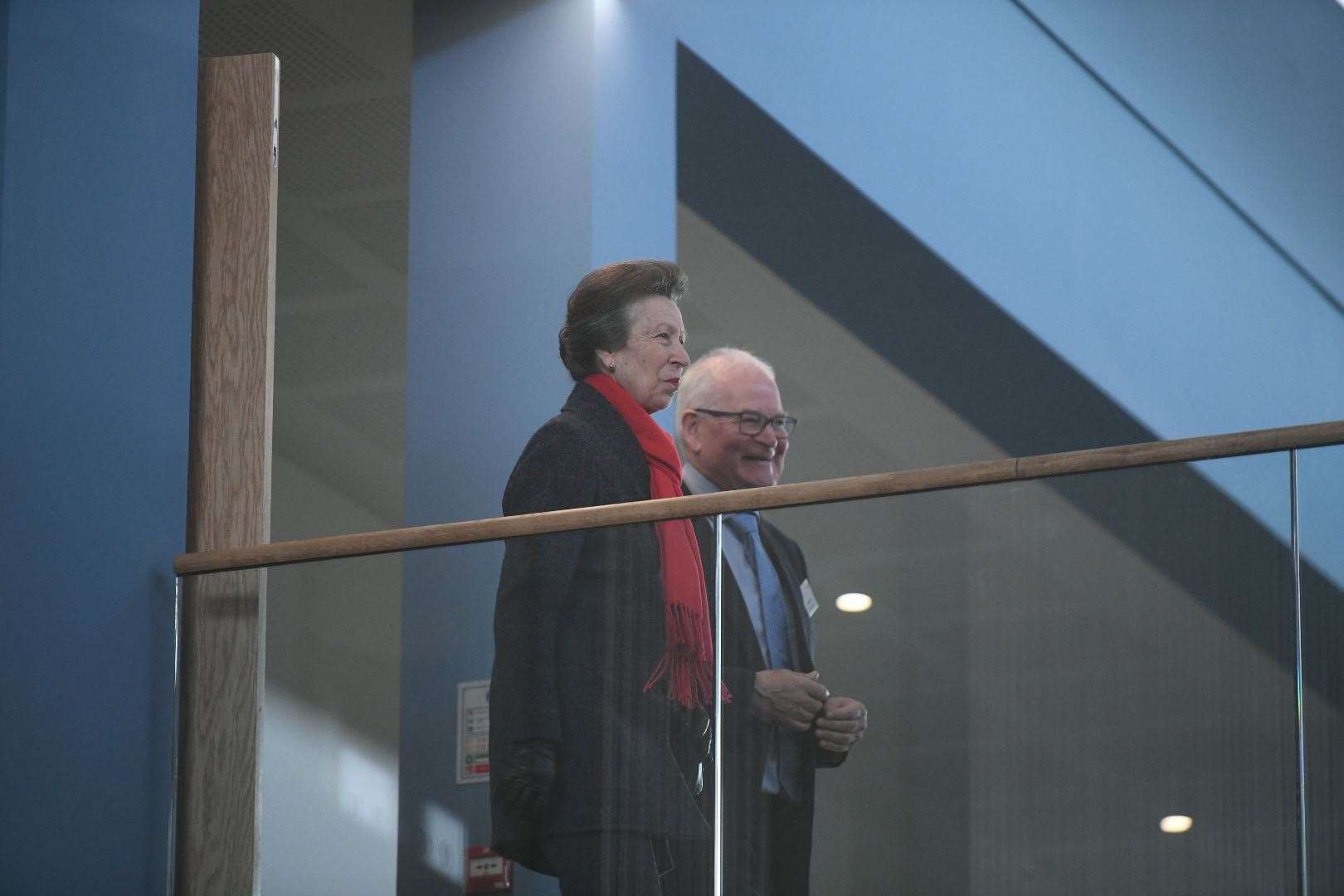 Princess Anne having a tour of the new Rural and Veterinary Innovation Centre.