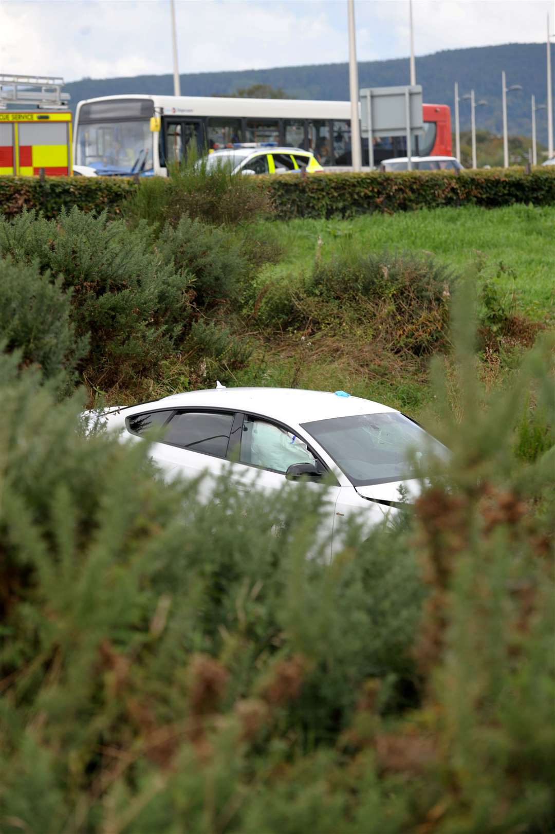The car went off the road near Inverness Campus.