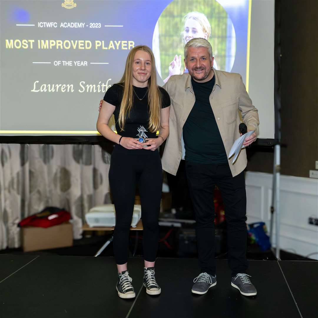 ICTWFC youth academy awards, under 16s most improved player Lauren Smith