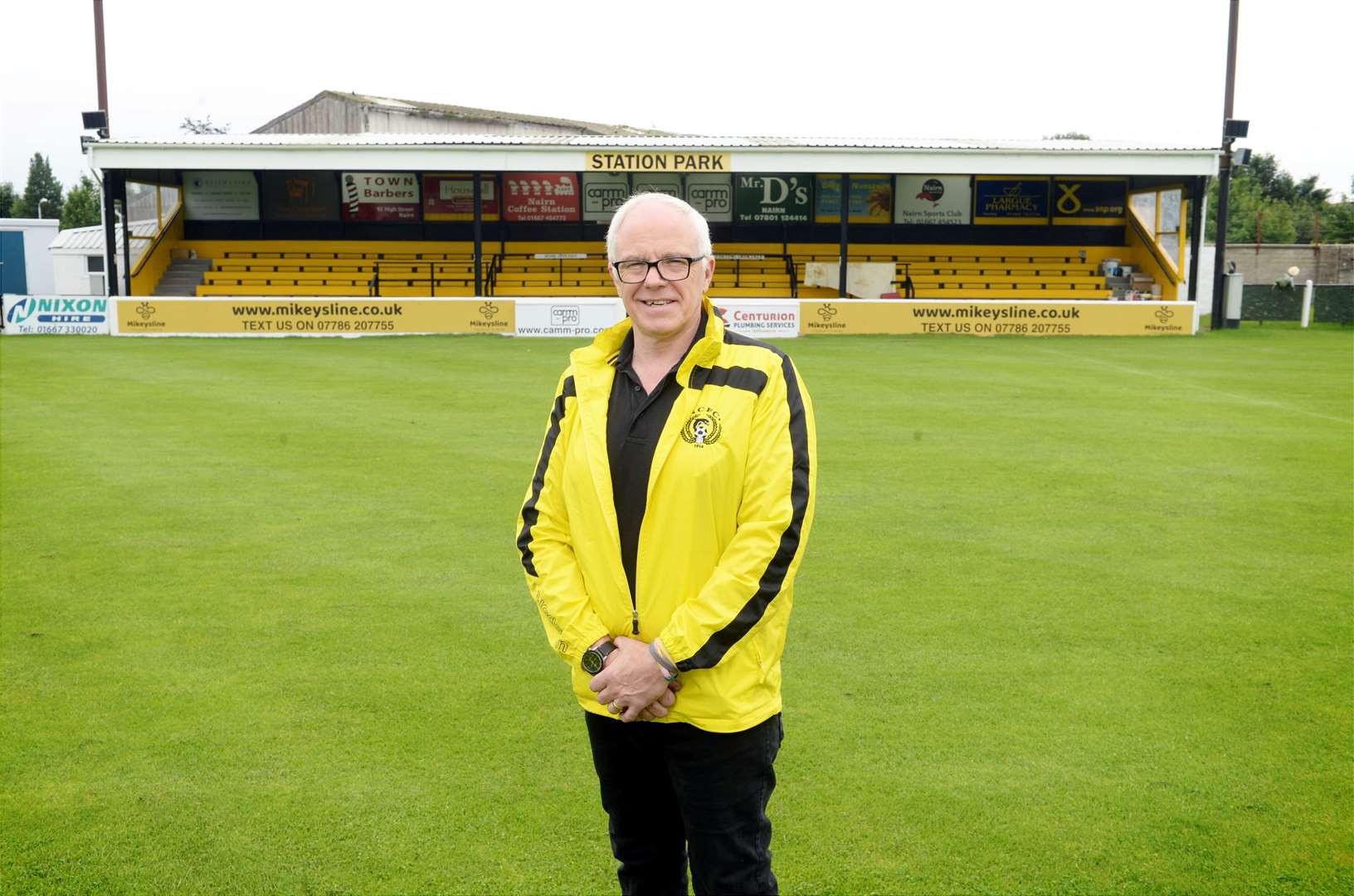 Donald Matheson, Chairman of Nairn FC at Station Park: Donald Matheson, Chairman of Nairn FC on the pristine pitch. There has been nest clearing operations on the building behind the stands which has kept the seagulls from making such a mess on the pitch..Picture: James Mackenzie..